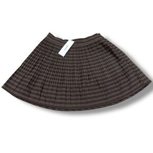 BDG Plaid Pleated Mini Skirt Sz S Brown Plaid Schoolgirl Academia NEW
